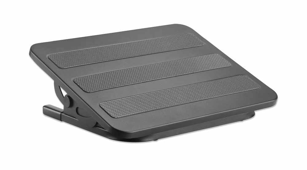 Manhattan Ergonomic Adjustable Footrest Under-Desk Comfort And Productivity Enhancer 300 X 380mm 12 X 15in. Rubberized Surface Black