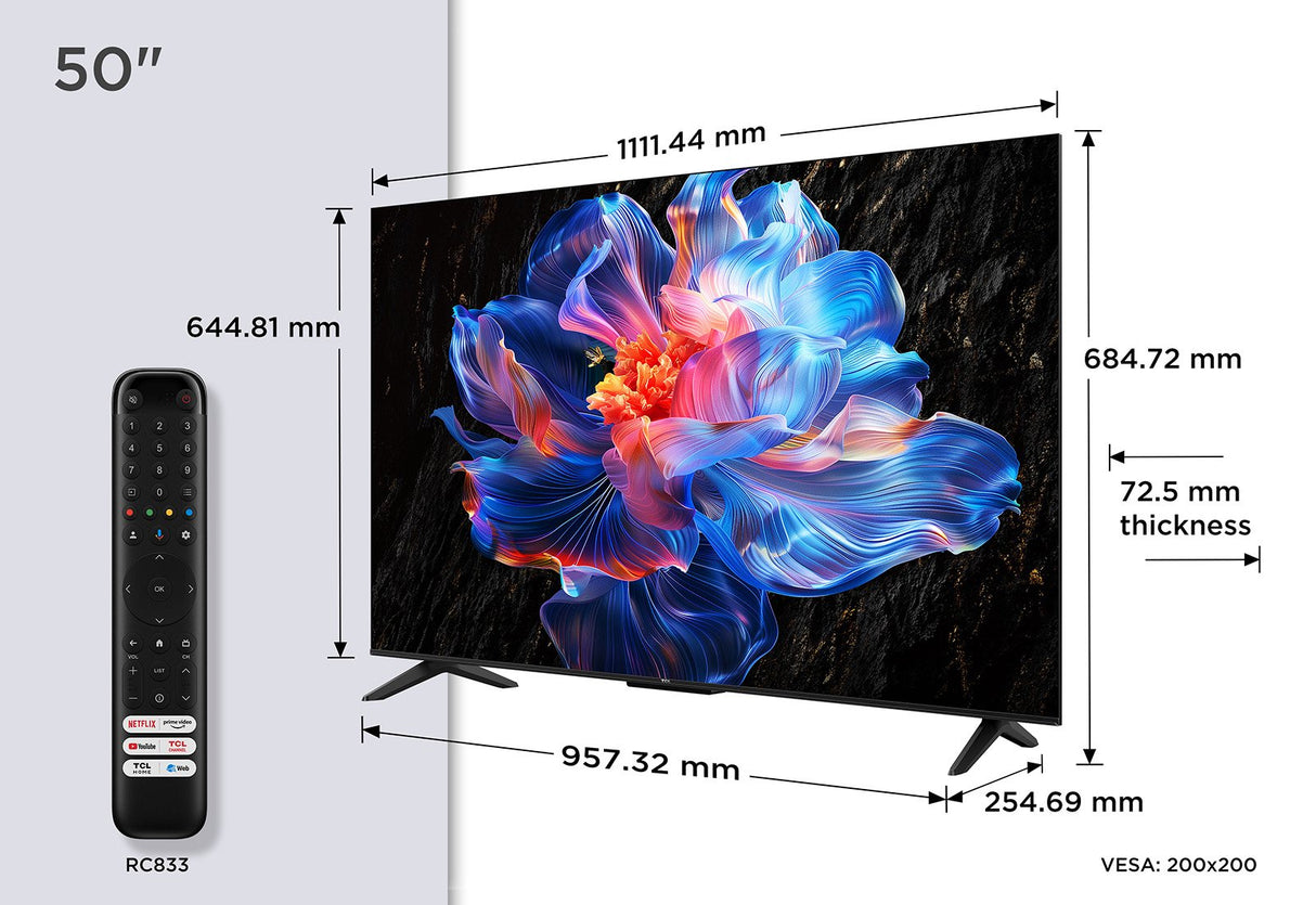 Tcl 50v6c (125.7 Cm (50 Zoll), Negro, Ultrahd/4k, Triple Tuner, Aipq-Prozessor) 50v6c