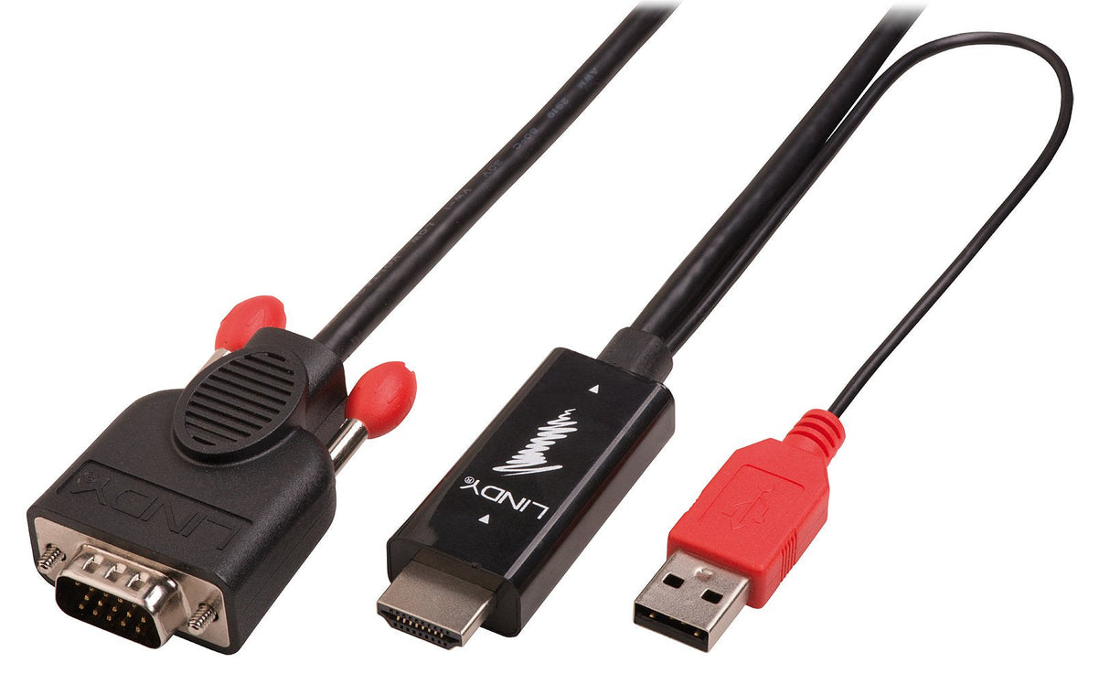Lindy 41455 Cable 1 M Hdmi + Usb Vga (D-Sub) Negro