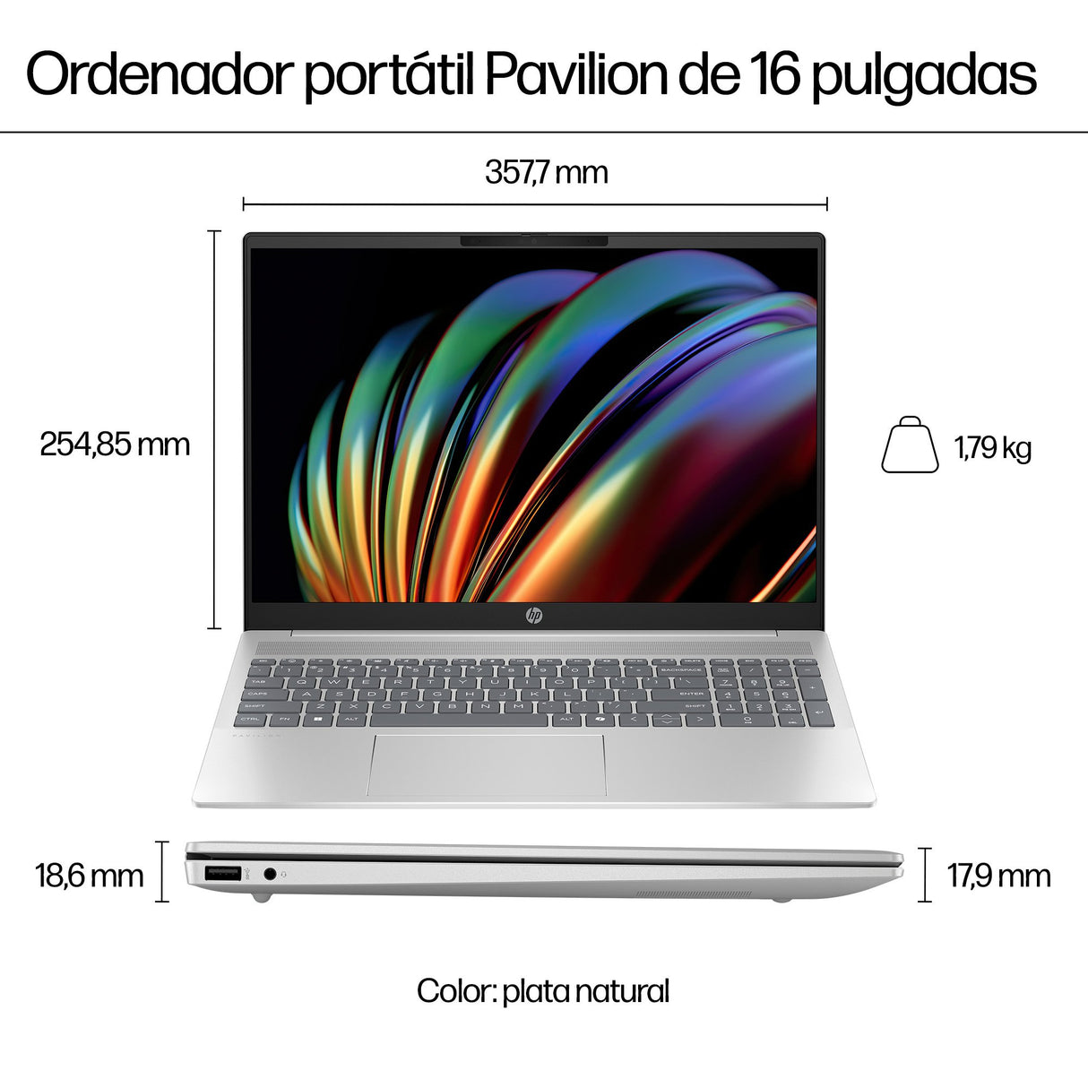 EAN 198701576389 - HP Pavilion 16-af0026ns Intel Core Ultra 7 155U Portátil 40,6 cm (16") 2K 16 GB LPDDR5x-SDRAM 1 TB SSD Wi- imagen 6