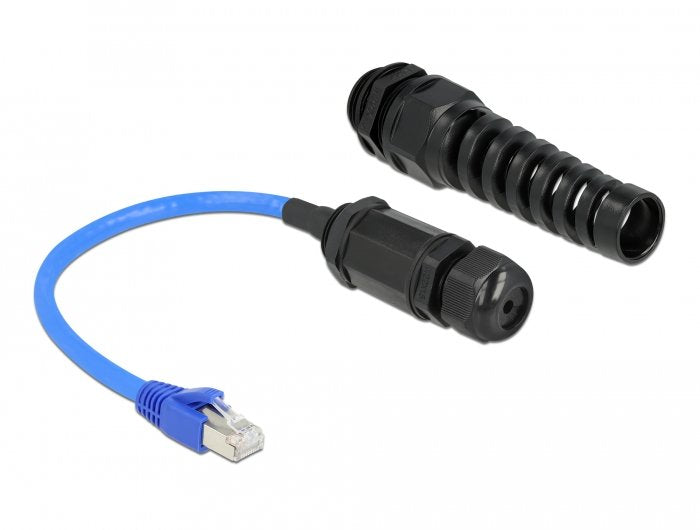Delock Cable Rj45 Stecker Zu Rj45 Buchse Cat.6 Wasserdicht Mit Cableverschraubung Und Knickschutztülle