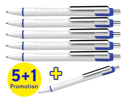 Schneider Slider Xite Blanco Bolígrafo 0.7 Mm, Schreibfarbe: Azul, 5 Unidades + Gratis 1 Unidades