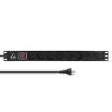 19'' Rack Mount Power Strip, - On/Off Switch , 1u, 13a With - 6 X Danish Type K Socket And 3m Cable With Type K Plug - Warranty: 60m