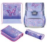 Herlitz Loop Plus Butterfly Paradise Juego De Mochila Escolar Chica Poliéster Lila, Rosa