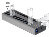 Delock Externer Superspeed Usb Hub Con 10 Puertos + Interruptor