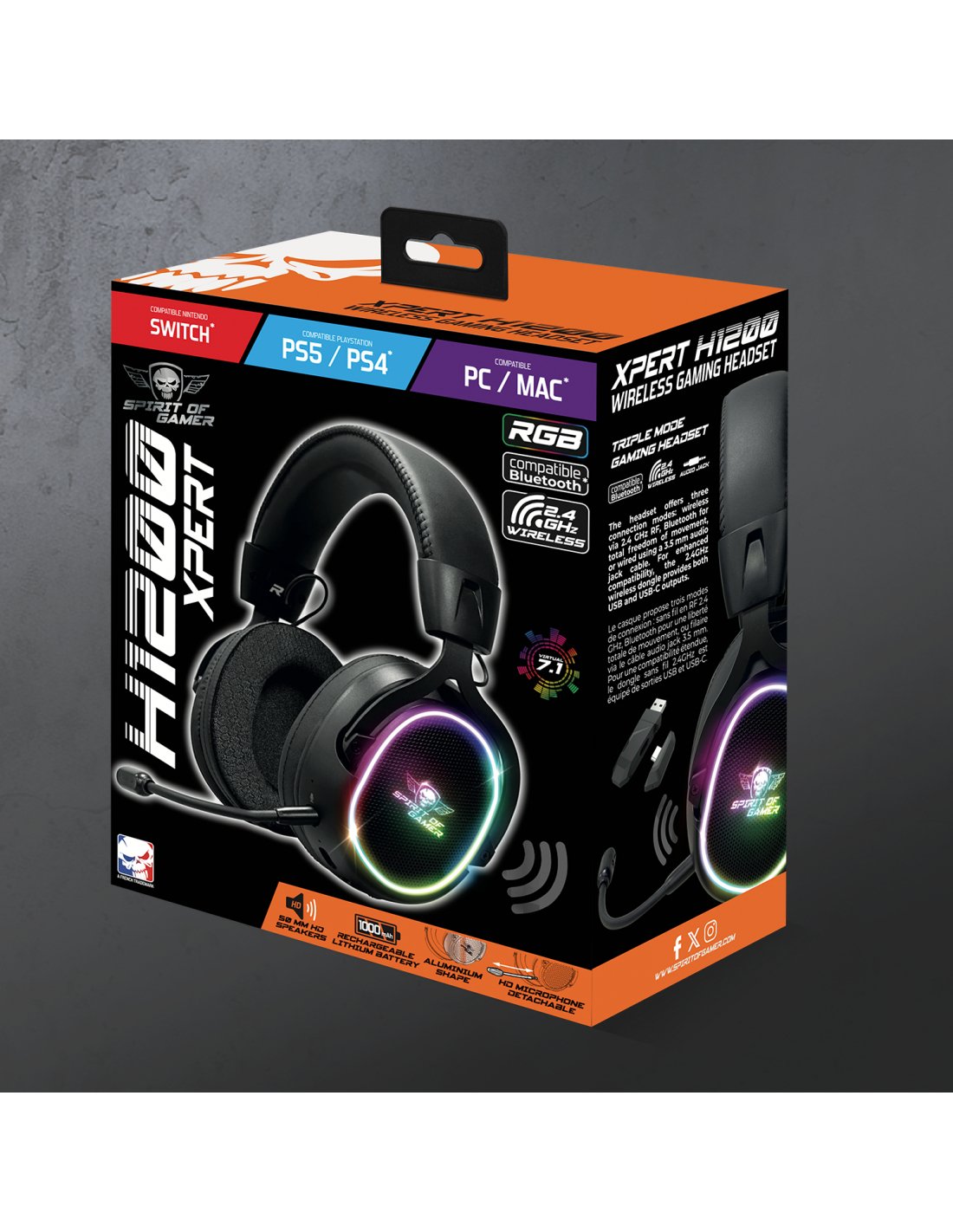 EAN 3700104434356 - Spirit of Gamer XPERT H1200 WIRELESS Auriculares Inalámbrico y alámbrico Diadema Juego Bluetooth Negro imagen 4