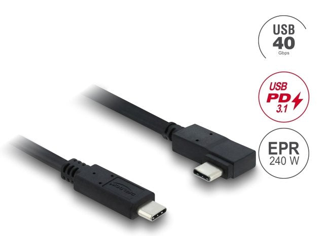 Delock Koaxiales Usb 40 Gbps Cable Angular Links / Rechts Usb Pd 3.1 240 W 1 M