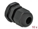 Delock Cableverschraubung Pg9 10 Stück Schwarz
