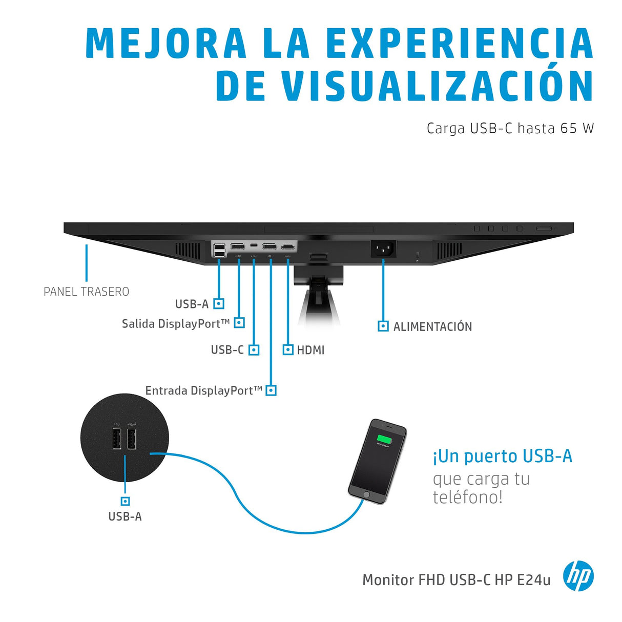 EAN 0195122123987 - HP E24u G4 pantalla para PC 60,5 cm (23.8") 1920 x 1080 Pixeles Full HD LCD Negro, Plata imagen 9
