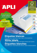 Apli Etiquetas Adhesivas 70x30mm Inkjet/Láser C/Rectos 27 X 100h Blanco