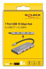 Hub Delock 7 Port Usb 10 Gbps Mit 4 X Usb Type-C Buchse Und 3 X Usb Typ-A Buchse Mit Pd 80 W
