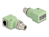 Delock M12 Adapter X-Kodiert 8 Pin Stecker Zu Rj45 Buchse Cat.5e Mit Befestigungsloch 90° Gewinkelt Grün