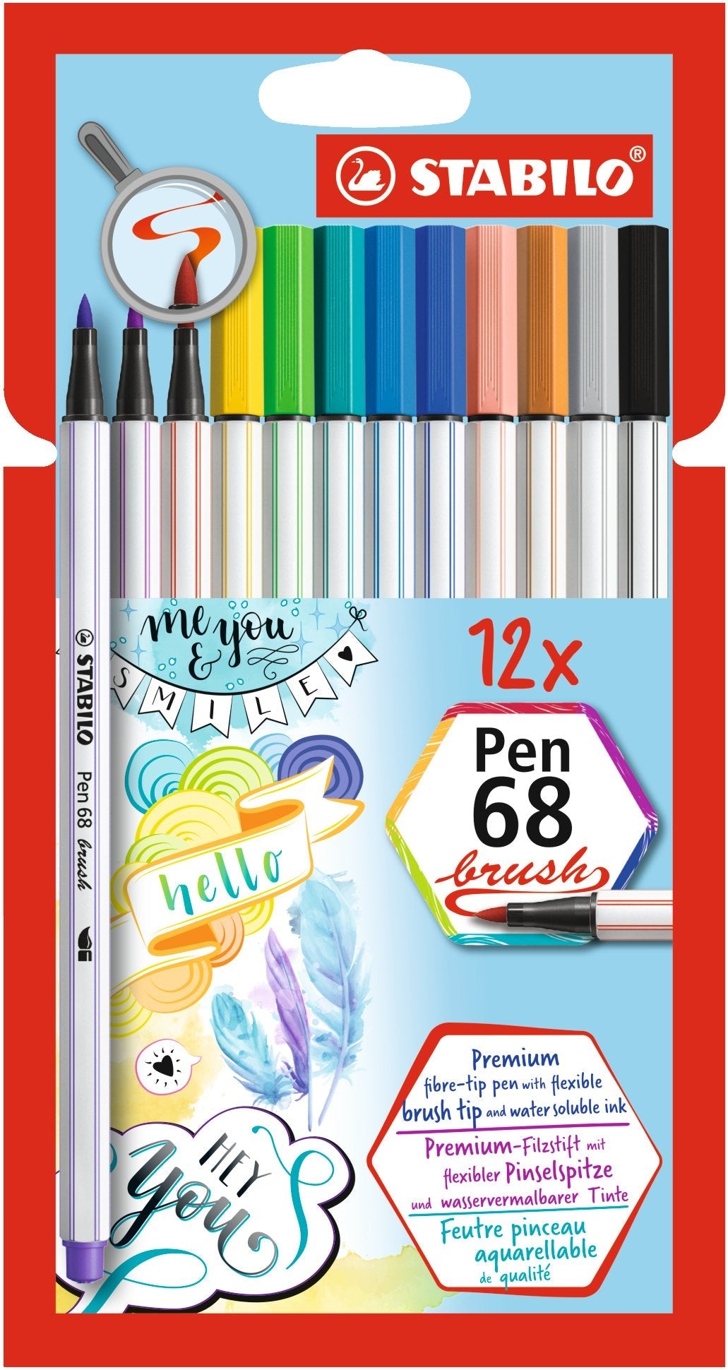 Stabilo Rotuladores Pen 68 Brush Estuche Cartón De 12 C/Surtidos