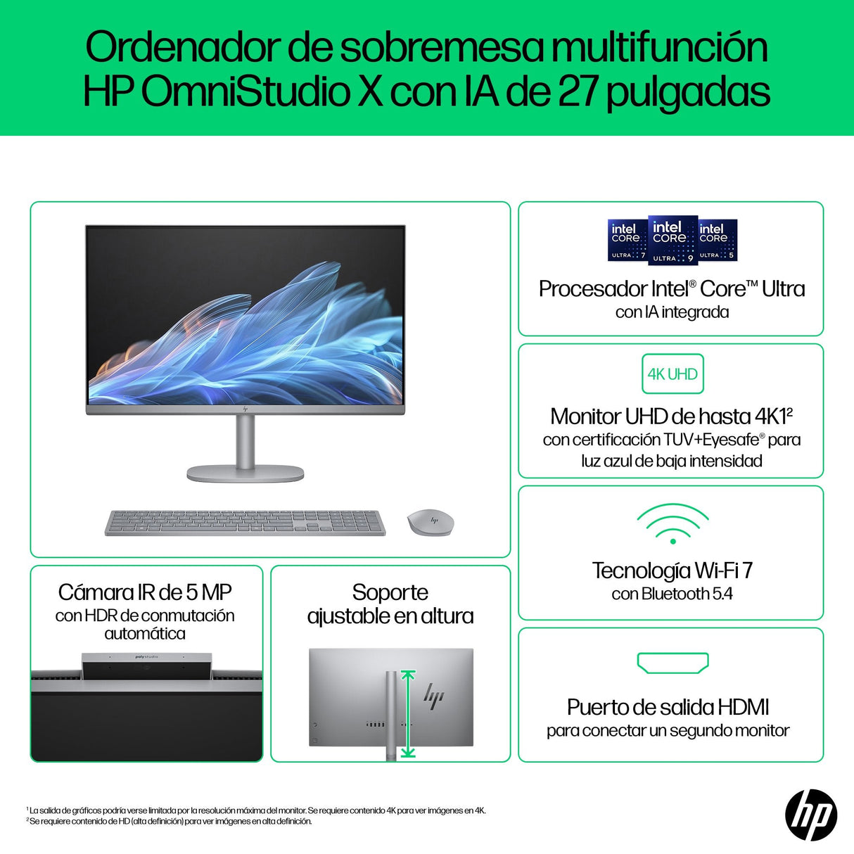 Pc All In One Hp Omnistudio X 27-Cs0010ns Intel Core Ultra 5-125h 32gb 1tb Ssd 27' Win11