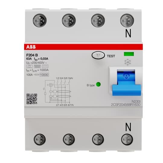 Fi-Schutzschalter Typ F204b-63 0,03 B 4p 63a 30ma Allstromsensitiv