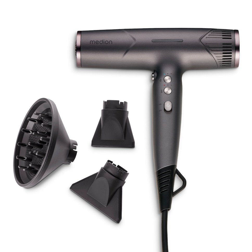 Secador De Pelo Medion Hd2 (Tecnología Iónica, 1.500 Vatios) Gris 50076364