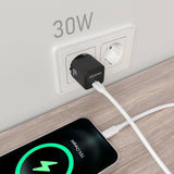 Aisens Cargador Gan 30w, 1xusb-C Pd3.0 Qc4.0, Negro