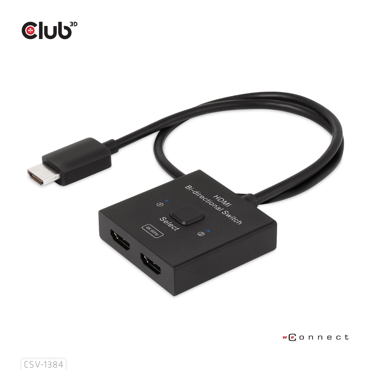 Club3d Hdmi Switch 2-In-1 Bidirektional 8k60hz 4k120hz Uhd Retail