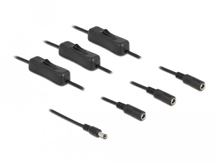 Delock Cable Dc 5,5 X 2,1 Mm Macho A 3 X Dc Hembra 1 M