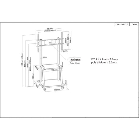 EAN 0766623461665 - Manhattan 461665 soporte para monitor 2,54 m (100") Piso Negro imagen 6