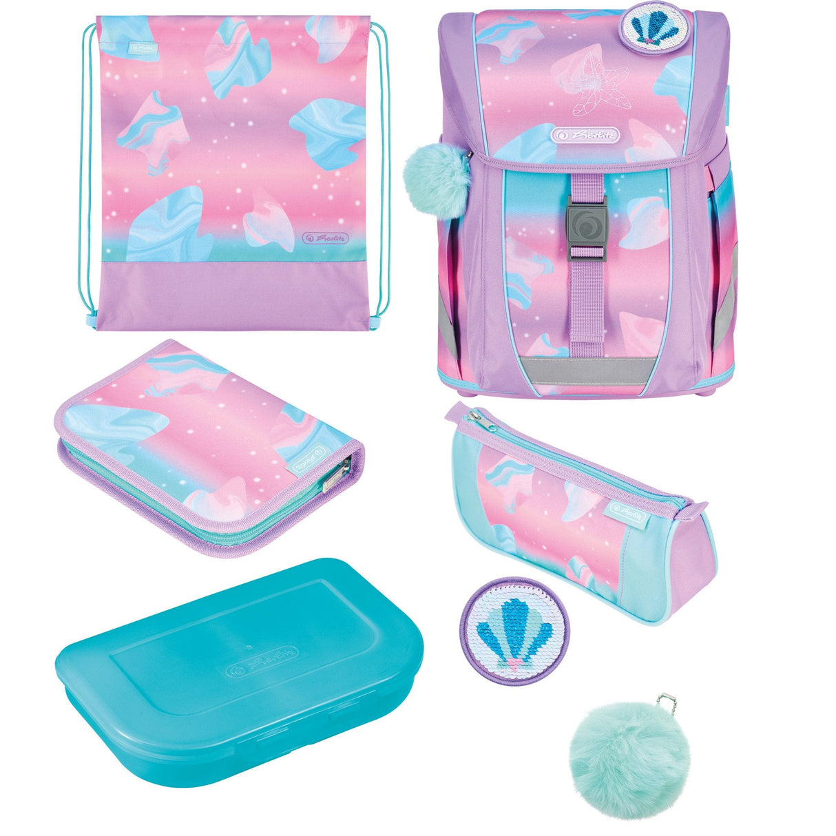 EAN 4008110396316 - Herlitz FiloActive XL Plus Ocean Lights juego de mochila escolar Chica Poliéster Azul, Rosa imagen 1