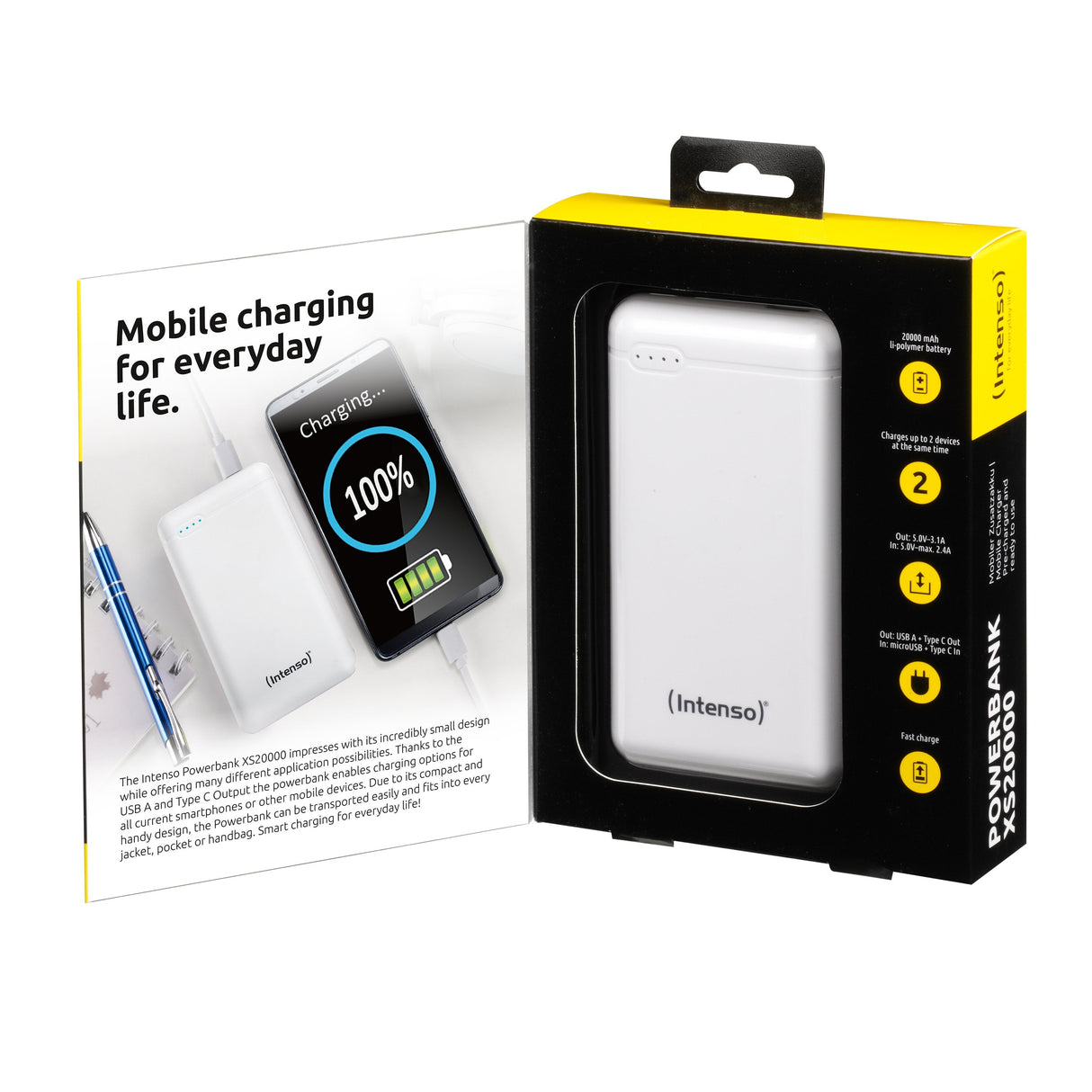 Intenso Powerbank Xs20000 Weiss 20000 Mah Inkl. Usb-A To Type-C