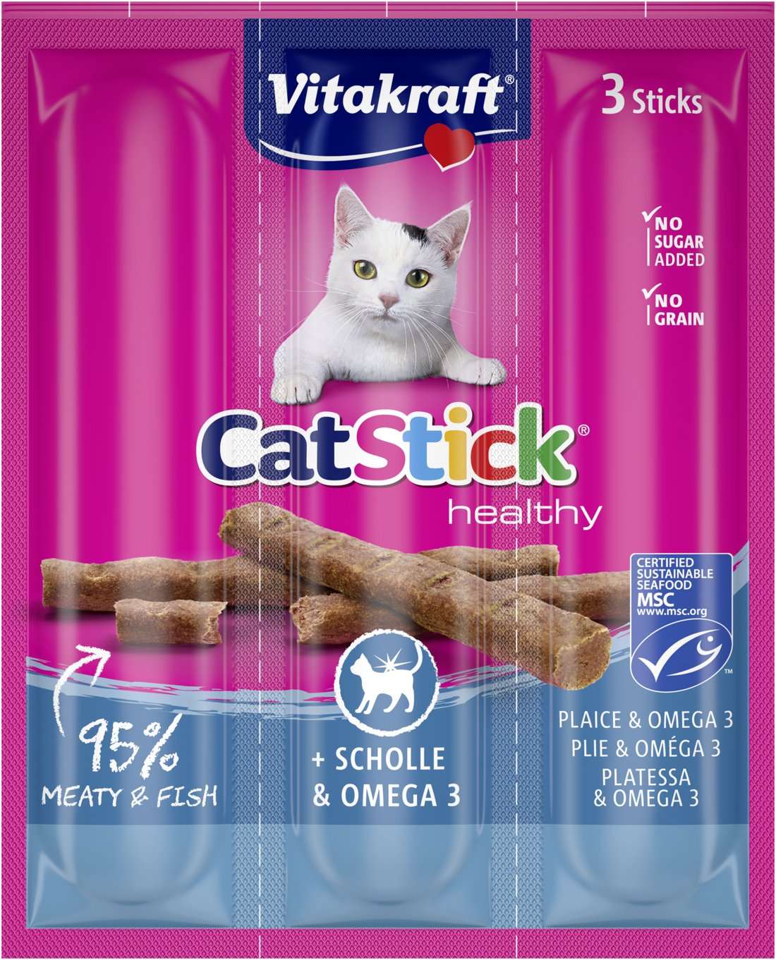 Goma Para Gatos Vitakraft Catstick Mini With Flounder And Omega-3  3 Piezas