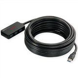 Roline Usb 3.2 Gen 1 4-Port Hub Mit Repeater, Schwarz, 10 M