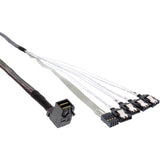 Cable Inline Mini Sas Hd Sff-8643 En Ángulo A 4x Sata + Banda Lateral De 0,5 M