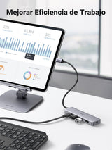 Hub  Ugreen 50985 De Interfaz Usb 3.2 Gen 1 (3.1 Gen 1) Type-A 5000 Mbit/S Plata