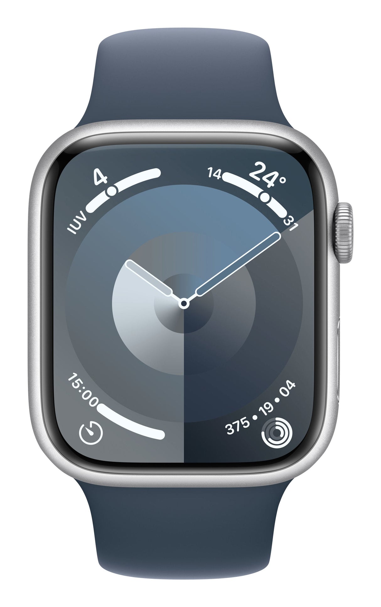 Apple Watch Series 9 Gps 45mm Cellular Caja De Aluminio Plata Correa Deportiva Azul Tempestad M L