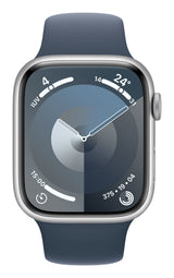 Apple Watch Series 9 Gps + Cellular 45mm Silver Aluminium Case With Storm Blue Sport Band - S/M