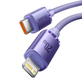 Baseus Type-C - Lightning Cable, Crystal Shine Series Fast Charging Data Cable 20w 1.2m Purple (Cajy000205)
