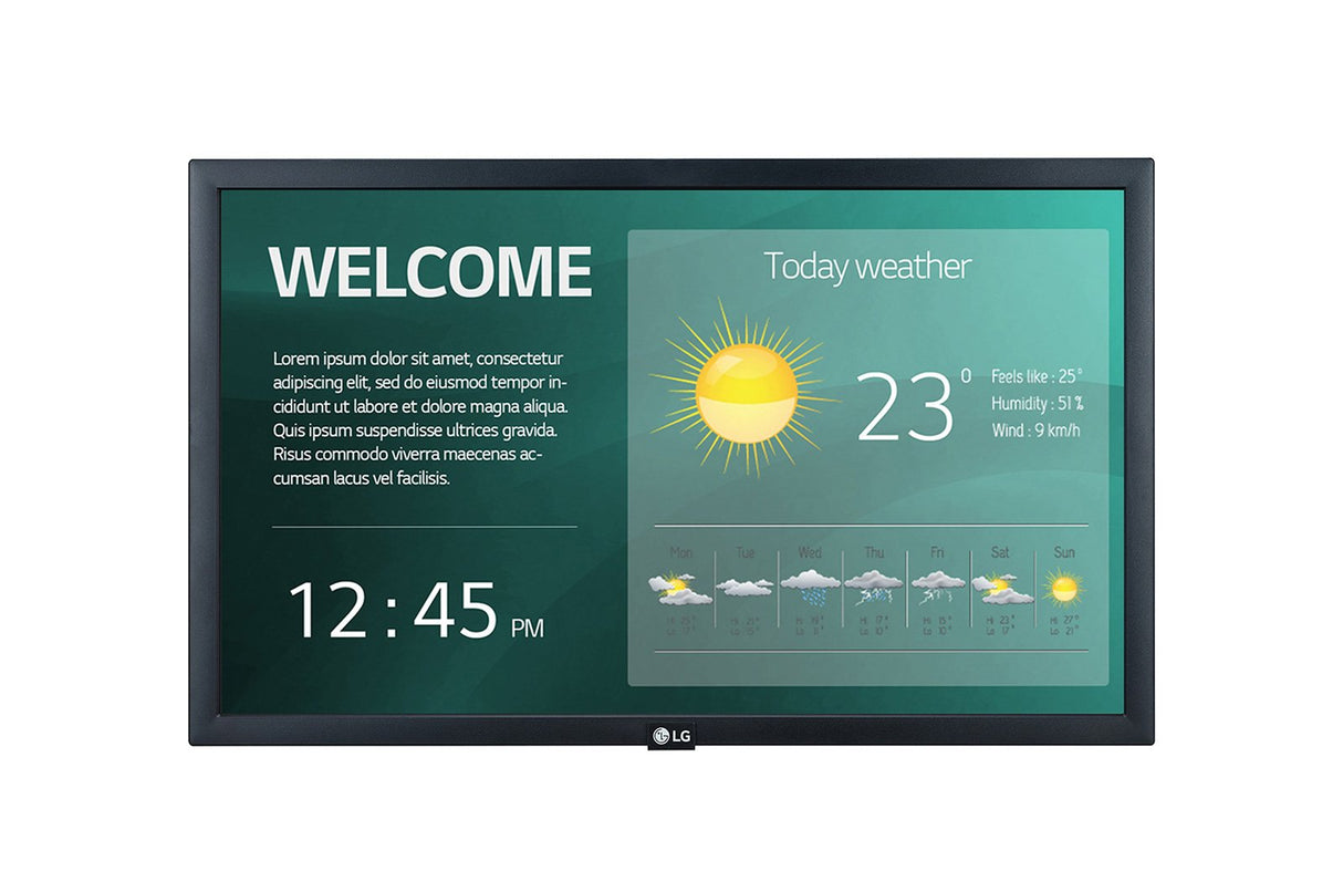 Monitor Lg 22sm3g-B Pantalla De Señalización 54,6 Cm (21.5") Ips Full Hd Pantalla Plana Para Señalización Digital Negro Procesador Incorporado