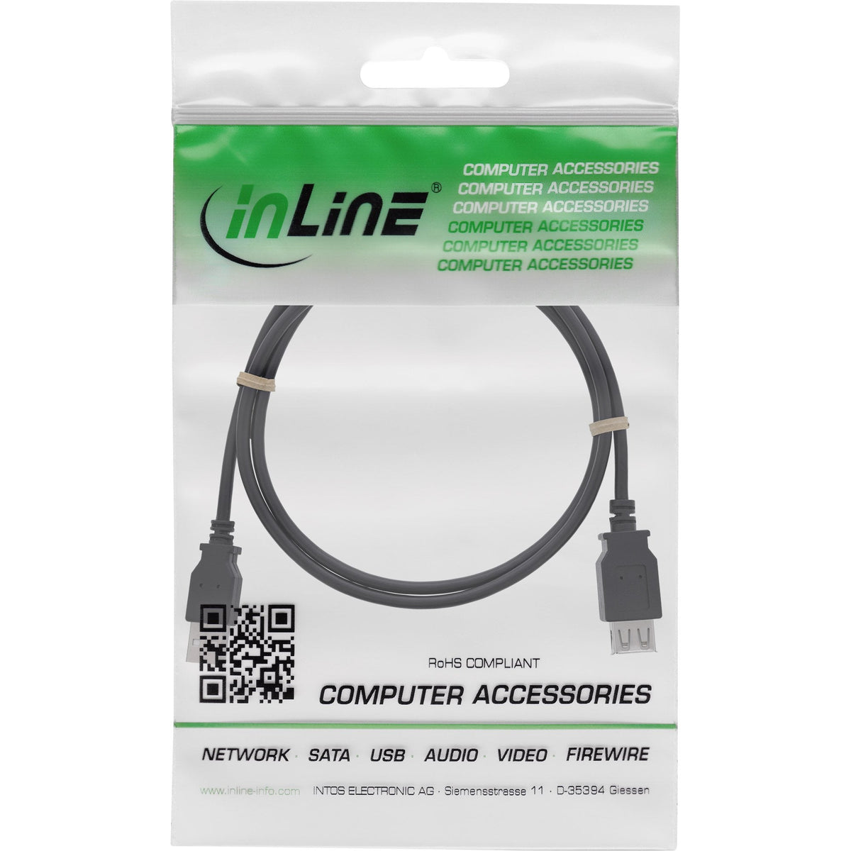 Inline® Usb 2.0 Cable De Extensión Type A Macho / Female, Negro, 0.5m