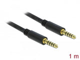 Delock 85791 Cable Conector Estéreo De 4,4 Mm De 5 Pines, Macho A Macho De 1 M Negro