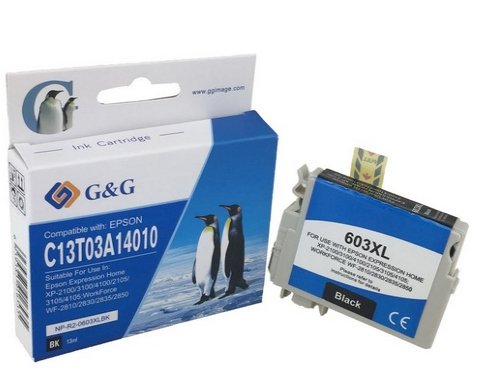 G&G Epson 603xl Negro Tinta Pigmentada Generico - Reemplaza C13t03a14010/C13t03u14010