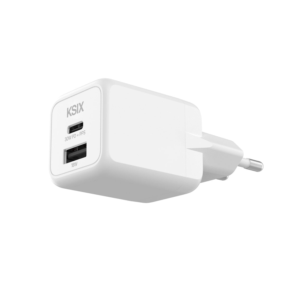 Cargador De Pared Ksix Bcd30ganacb - 30w Gan Pps · Usb Tipo C · Usb · Blanco