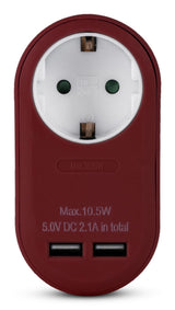 Entac Meckdosenadaptador + 2x Usb-A Hrgundy