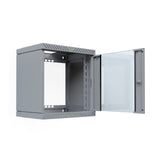 Armario De Pared X-Rack De 19" Con Puerta De Vidrio De 400-600 Mm, 12u, Color Gris.