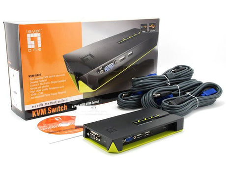 EAN 0878742003708 - LevelOne KVM-0422 interruptor KVM Negro, Verde imagen 3