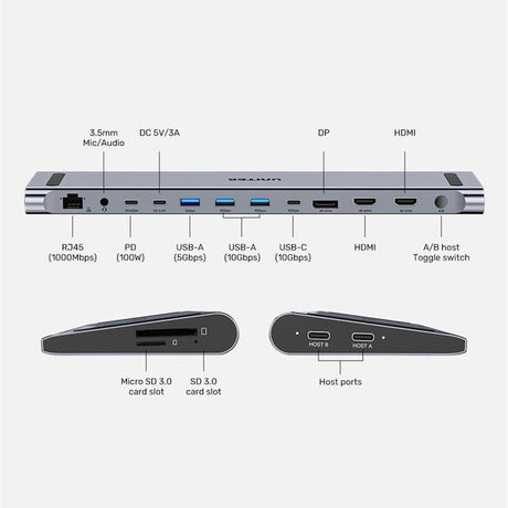 EAN 4894160058553 - UNITEK D1106AGY01 base para portátil y replicador de puertos Alámbrico USB 3.2 Gen 1 (3.1 Gen 1) Type-C G imagen 3