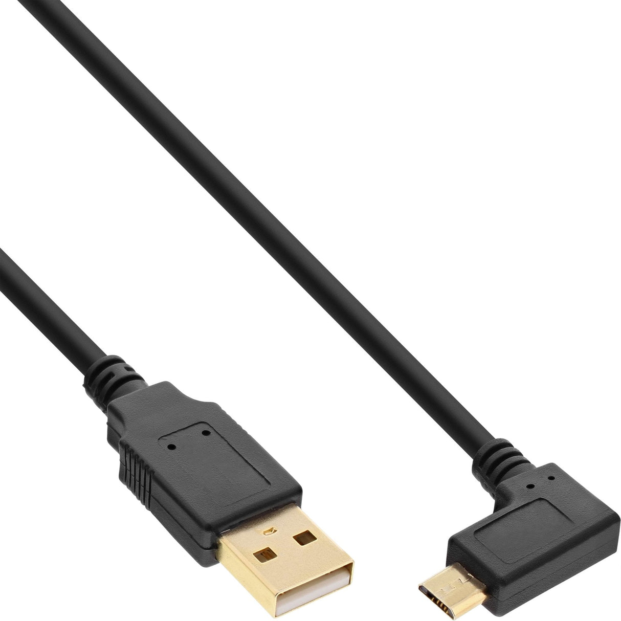 Inline Micro Usb 2.0 Cable Usb Tipo A Macho A Micro-B Macho En Ángulo Negro 1,5 M