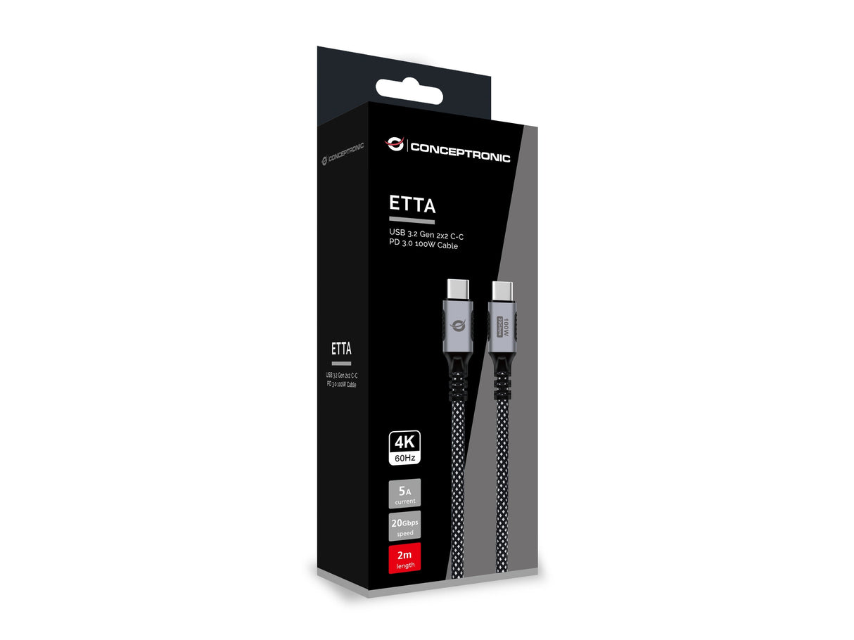 Conceptronic Cable Usb-C 3.2 -> C Pd3.0 2.00m 5a 4k60hz Sw