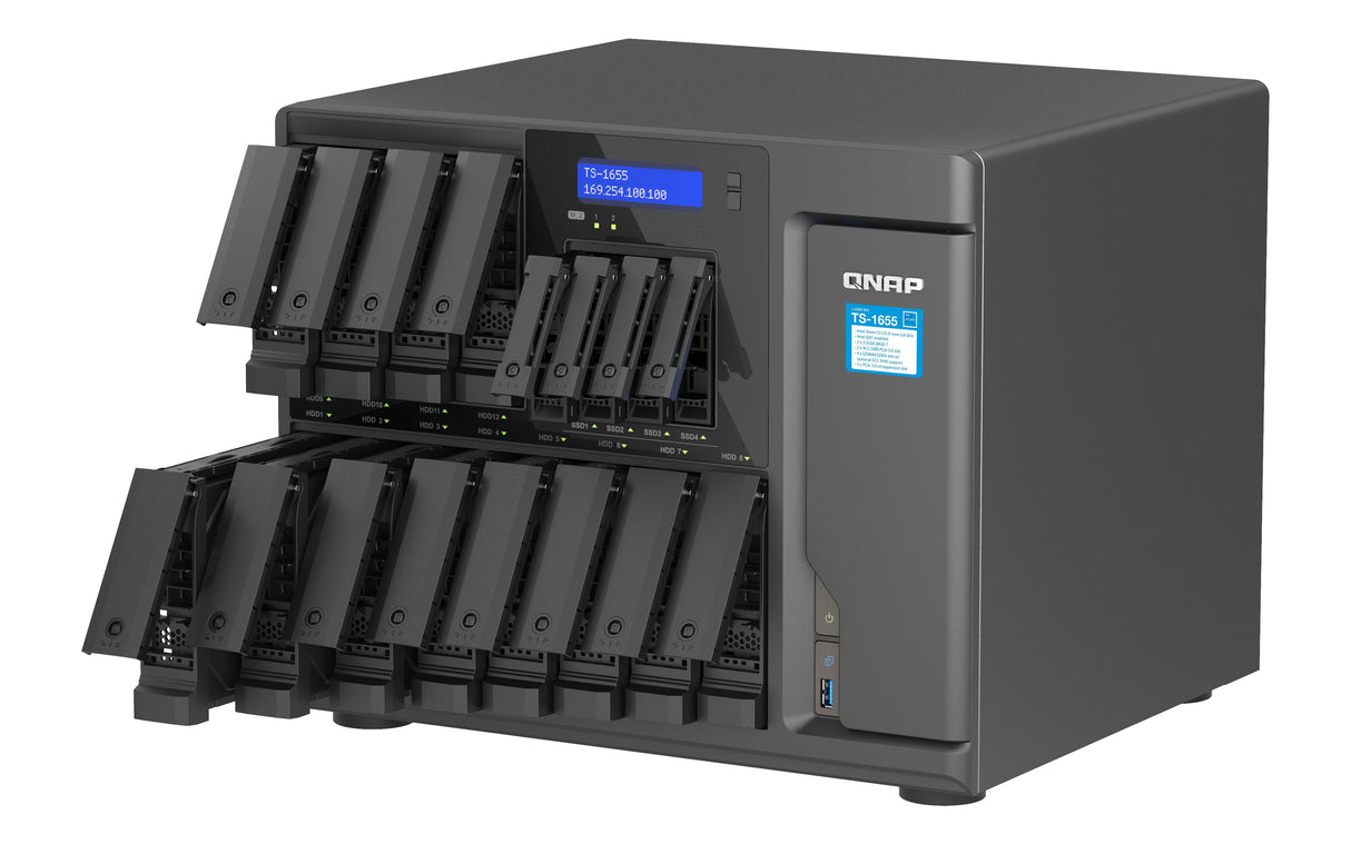 Nas Qnap Ts-1655-8g 16-Bay Nas, Intel Atom C5125 8-Core/8-Thread 2.8ghz Processor