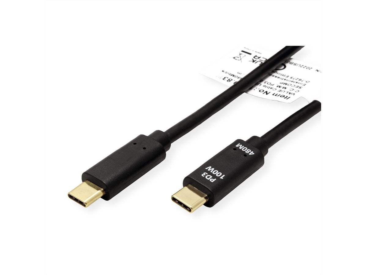 EAN 7630049624931 - VALUE 11.99.8308 cable USB USB 2.0 1 m USB C Negro imagen 2