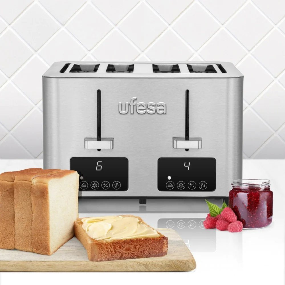 Tostador  Ufesa Quartet Delux 4 Ranuras 7 Niveles Lcd Acero Inoxidable  Digital