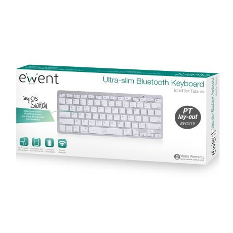 Ewent Teclado De Viaje - Modo Ahorro De Energia - Bluetooth 3.0 - Disposicion Portuguesa Qwerty Pt - Alcance Hasta 10m