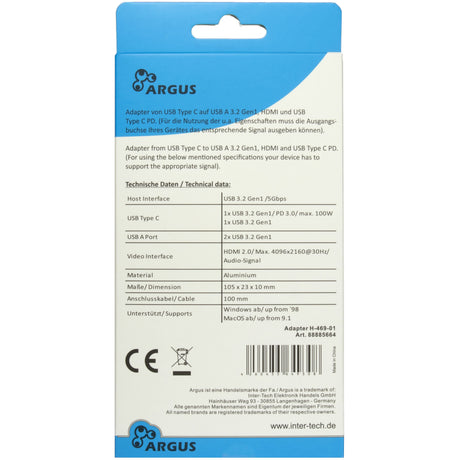 EAN 4260455649308 - Inter-Tech H-469-1 USB 3.2 Gen 1 (3.1 Gen 1) Type-C 5000 Mbit/s Negro imagen 3