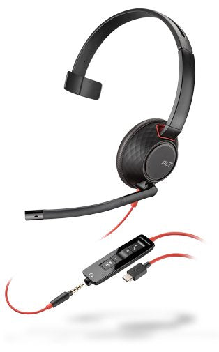 Poly Blackwire 5210 Auriculares Alámbrico Diadema Llamadas/Música Usb Tipo C Negro, Rojo
